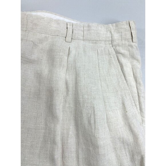 Puntodue Linen Shorts Men's Size 42 Pleated Pockets Made in Italy Light Beige - Picture 3 of 9